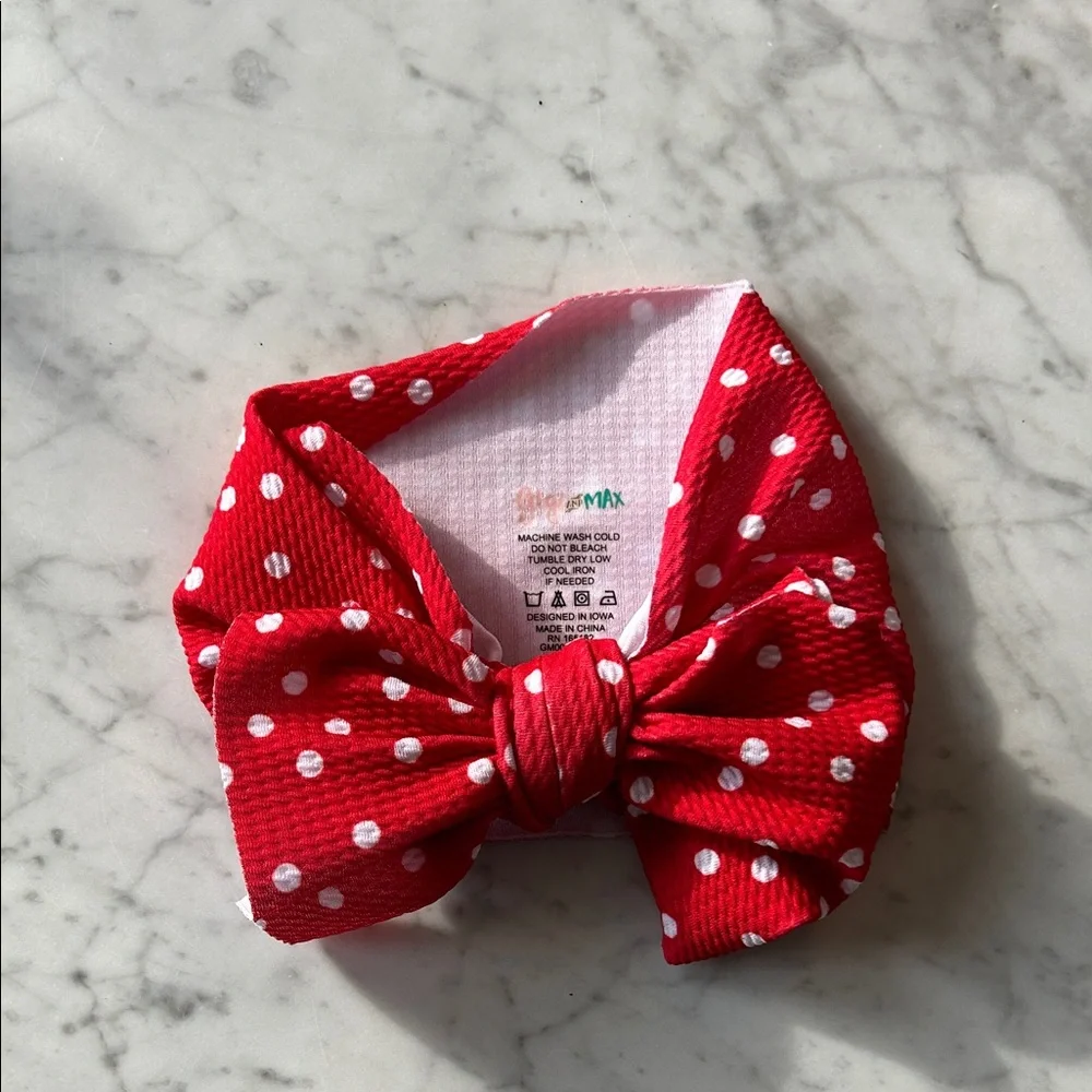 Red Polka Dot Bow Headwrap for Kids - Cute Everyday Hair Accessory